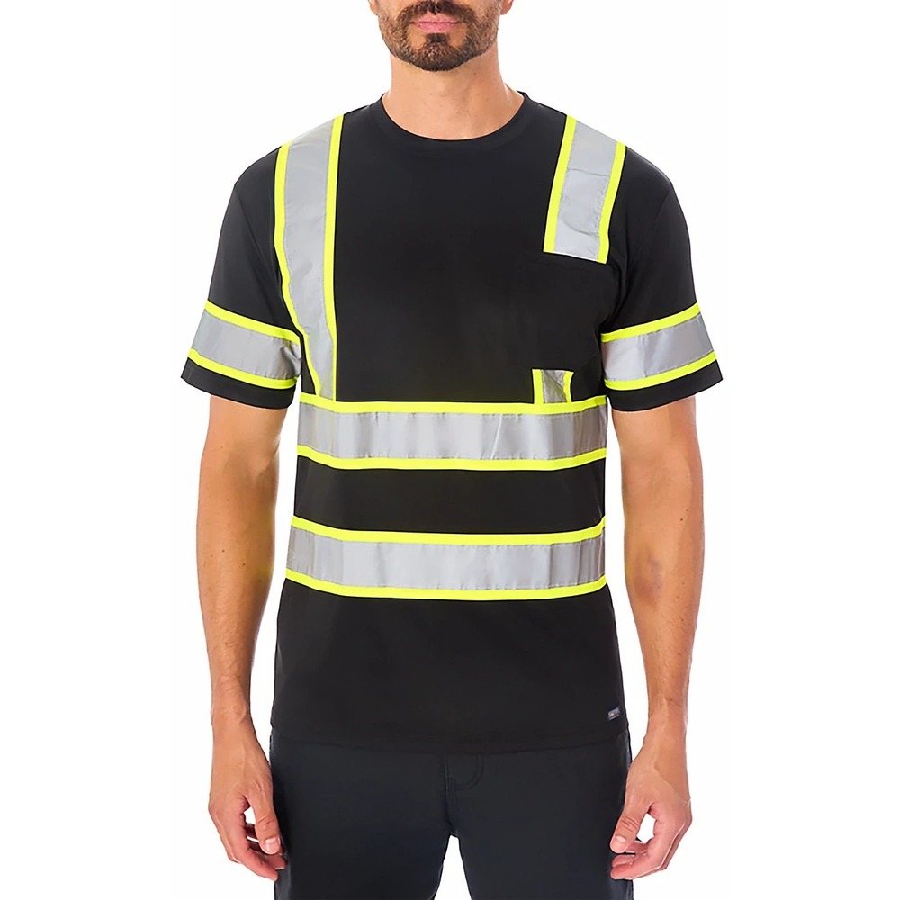 SMITHS Workwear Class 2 Hi Vis Black Safety T Shirt Reflective Work S4775A L